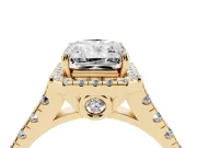 Radiant Cut Halo Engagement Ring Setting | Shared Prong Shoulders | Yellow Gold