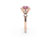 Cushion Cut Floral Engagement Ring Setting for a Fancy Pink Lab-Grown Diamond | Petal Frame and Side Stones | Rose Gold