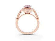 Emerald Cut Graduated Milgrain Halo Engagement Ring Setting for a Fancy Pink Lab-Grown Diamond | Rose Gold