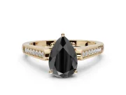 Pear-Shaped Cathedral Solitaire Engagement Ring Setting for a Black Center | Yellow Gold