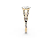 Oval Graduated Pave Split Shank Engagement Ring Setting | V Split Shoulders | Yellow Gold