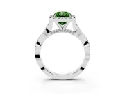 Radiant Cut Twist Halo Engagement Ring Setting for a Fancy Green Lab-Grown Diamond | Sterling Silver
