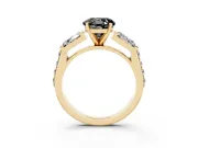 Round Channel Set Baguette Engagement Ring Setting for a Black Center | Yellow Gold