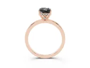 Radiant Cut Hidden Halo Engagement Ring Setting for a Black Center | Thin Band | Rose Gold