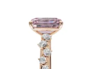 Emerald Cut Graduated Solitaire Engagement Ring Setting for a Fancy Pink Lab-Grown Diamond | Rose Gold