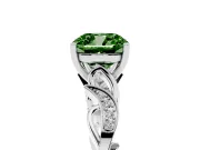 Cushion Cut Vine Engagement Ring Setting for a Fancy Green Lab-Grown Diamond | White Gold