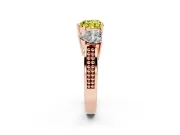 Heart-Shaped Three Stone Engagement Ring Setting for a Fancy Yellow Lab-Grown Diamond | Beaded Shoulders | Rose Gold