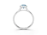 Fancy Blue Bezel Set Pear Cut Diamond Solitaire Ring Set in Platinum with Tapered Band
