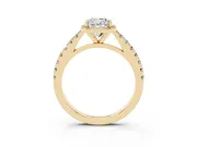 Cushion Cut Halo Pavé Engagement Ring Setting | Single Row Shoulders | Yellow Gold
