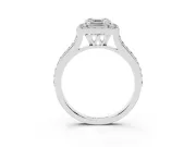 Asscher Cut Pavé Halo Engagement Ring Setting | Platinum