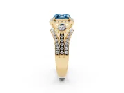 Asscher Cut Halo Split Shank Engagement Ring Setting for a Fancy Blue Lab-Grown Diamond | Yellow Gold