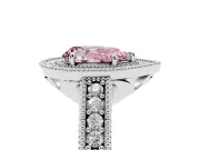 Pear-Shaped Halo Engagement Ring Setting for a Fancy Pink Lab-Grown Diamond | White Gold