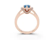 Radiant Cut Pavé Collar Engagement Ring Setting for a Fancy Blue Lab-Grown Diamond | Rose Gold