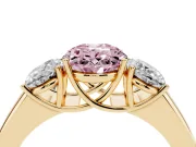 Oval 3 Stone Engagement Ring Setting for a Fancy Pink Lab-Grown Diamond | Yellow Gold