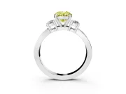 Fancy Yellow Three-Stone Oval Cut Diamond Twist Band Ring Set in Platinum with Pavé Accents and Prong Setting