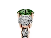 Round Three Stone Engagement Ring Setting for a Fancy Green Lab-Grown Diamond | Accented Shoulders | Rose Gold
