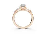 Emerald Cut Tapered Baguette Engagement Ring Setting | Bar Set Sides | Rose Gold