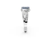 Emerald Cut Bypass Solitaire Engagement Ring Setting for a Fancy Blue Lab-Grown Diamond | Pavé Strands | Platinum
