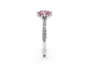 Round Floral Petal Engagement Ring Setting for a Fancy Pink Lab-Grown Diamond | Petal Accents | Sterling Silver