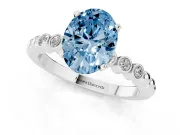 Oval Solitaire Engagement Ring Setting for a Fancy Blue Lab-Grown Diamond | Bezel Accents | Platinum