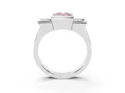 Fancy Pink Oval Cut Diamond Three-Stone Channel Set Ring Set in Platinum with Smooth Polished Band