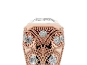 Princess Cut Diamond Bezel Ring Set in Rose gold with Milgrain Accent Band