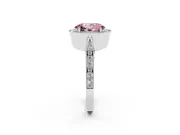 Oval Vintage Milgrain Halo Engagement Ring Setting for a Fancy Pink Lab-Grown Diamond | Side Stones and Pave | Platinum