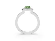 Fancy Green Pear Cut Diamond Halo Ring Set in White gold with Bezel Frame and Pavé Band