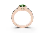Fancy Green Cushion Cut Diamond Halo Ring Set in Rose gold with Pavé Split Shank and Prong Setting