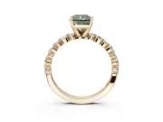 Radiant Cut Pavé Engagement Ring Setting for a Fancy Green Lab-Grown Diamond | Alternating Accents | Yellow Gold
