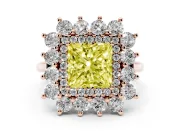 Princess Cut Floral Double Halo Engagement Ring Setting for a Fancy Yellow Lab-Grown Diamond | Plain Band | Rose Gold