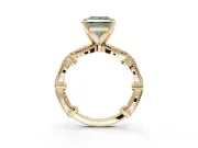 Princess Cut Vintage Engagement Ring Setting for a Fancy Green Lab-Grown Diamond | Graduated Stations | Yellow Gold