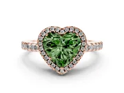 Heart-Shaped Pave Halo Engagement Ring Setting for a Fancy Green Lab-Grown Diamond | Rose Gold