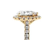 Pear-Shaped Raised Halo Engagement Ring Setting | Pave Band | Yellow Gold