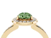 Fancy Green Pear Cut Diamond Halo Ring Set in Yellow gold with Bezel Frame and Pavé Band