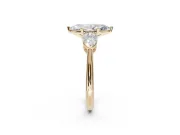 Marquise Three-Stone Engagement Ring Setting | Pear Side Stones | Yellow Gold
