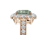 Radiant Cut Vintage Halo Engagement Ring Setting for a Fancy Green Lab-Grown Diamond | Milgrain Channel Band | Rose Gold