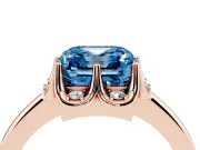 Asscher Cut Petal Halo Engagement Ring Setting for a Fancy Blue Lab-Grown Diamond | Rose Gold