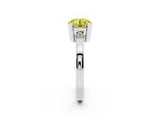 Fancy Yellow Round Cut Diamond Solitaire Ring Set in Platinum with Prong Head and Smooth Polished Band