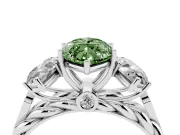 Marquise Three Stone Engagement Ring Setting for a Fancy Green Lab-Grown Diamond | Braided Band | Platinum