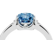 Radiant Cut Petal Halo Engagement Ring Setting for a Fancy Blue Lab-Grown Diamond | Sterling Silver