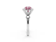 Cushion Cut Floral Engagement Ring Setting for a Fancy Pink Lab-Grown Diamond | Petal Frame and Side Stones | Platinum