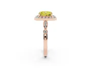 Radiant Cut Halo Engagement Ring Setting for a Fancy Yellow Lab-Grown Diamond | Bezel Station Shoulders | Rose Gold