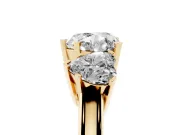 Heart-Shaped Three Stone Engagement Ring Setting | Large Side Stones | Yellow Gold