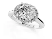 Oval Halo Engagement Ring Setting | Plain Polished Band | Sterling Silver