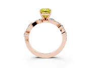 Fancy Yellow Radiant Cut Diamond Solitaire Twisted Band Set in Rose gold with Pavé Setting
