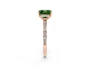 Fancy Green Asscher Cut Diamond Pavé Band Ring Set in Rose gold with Prong-Set Center Stone