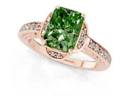 Radiant Cut Floral Pavé Engagement Ring Setting for a Fancy Green Lab-Grown Diamond | Rose Gold