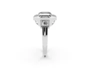 Asscher Cut Milgrain Sectioned Halo Engagement Ring Setting for a Black Center | Sterling Silver