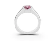 Radiant Cut Half Bezel Engagement Ring Setting for a Fancy Pink Lab-Grown Diamond | Wide Band | Sterling Silver
